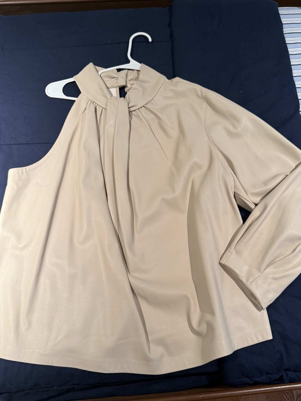 Eloquii Beige One-Shoulder Mock Neck Top
